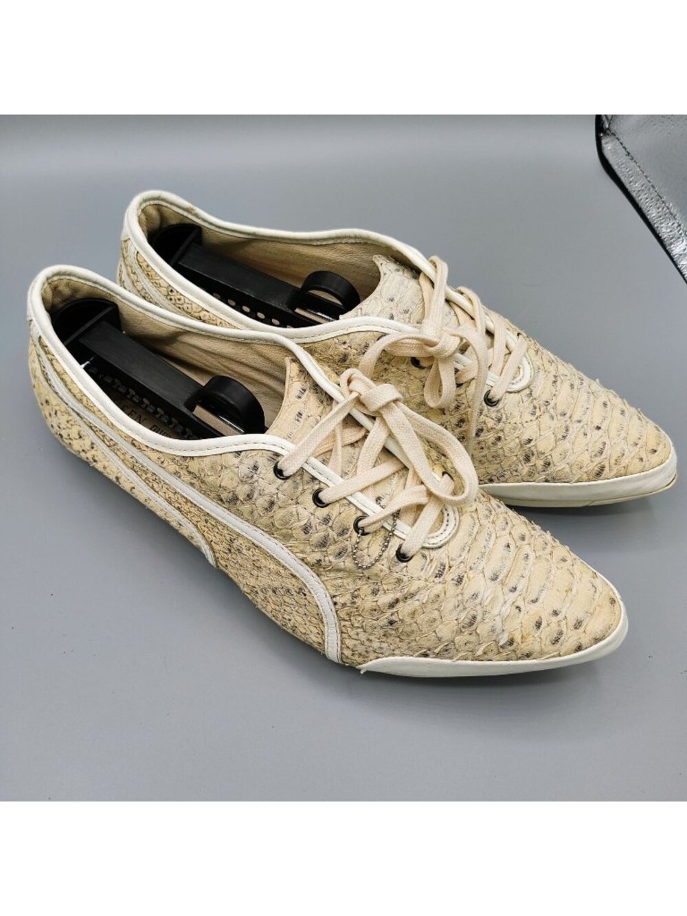 ULTRA-RARE PUMA X Alexander McQueen Women's Beige Python Skin Sneakers (Size 9)